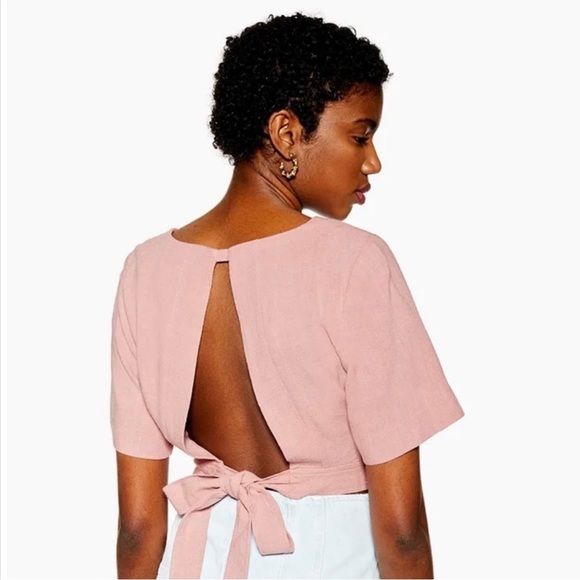 TOPSHOP Wrap Crop Top in Dusty Rose Size 6 - Picture 2 of 7